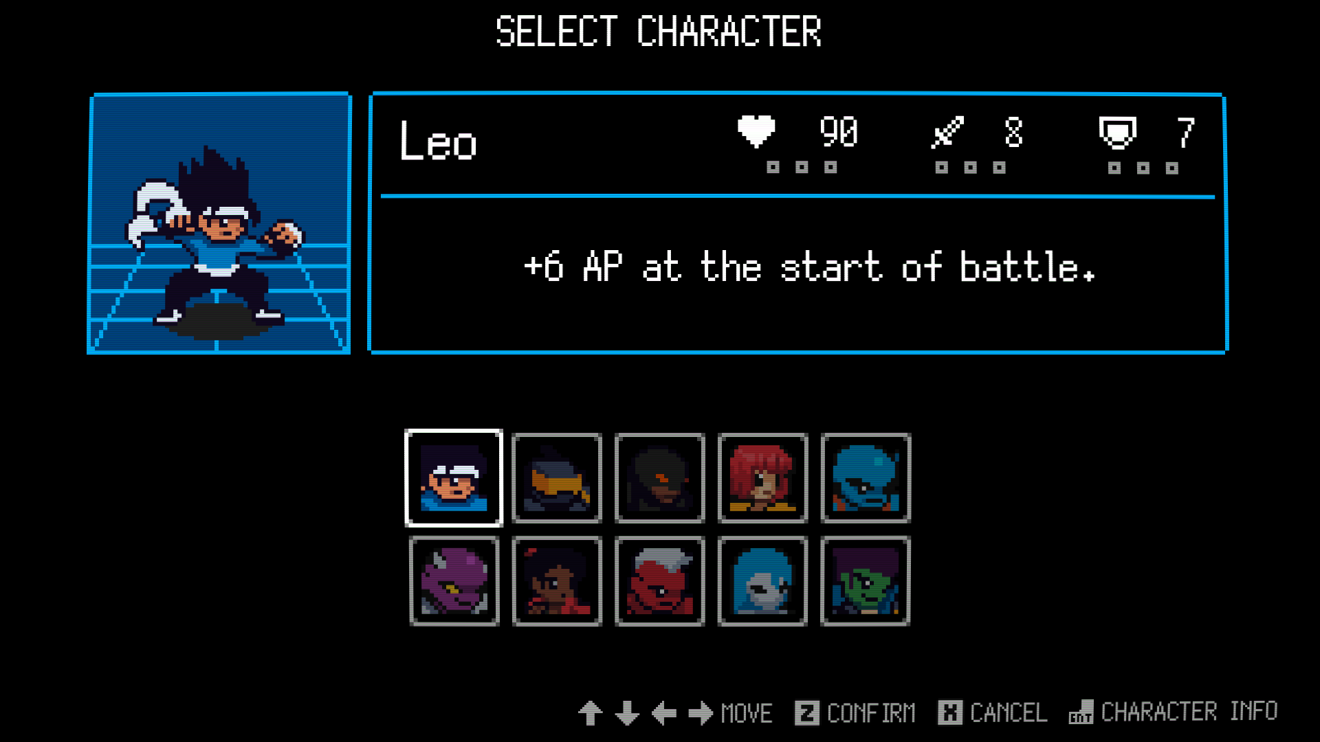 The character select screen.